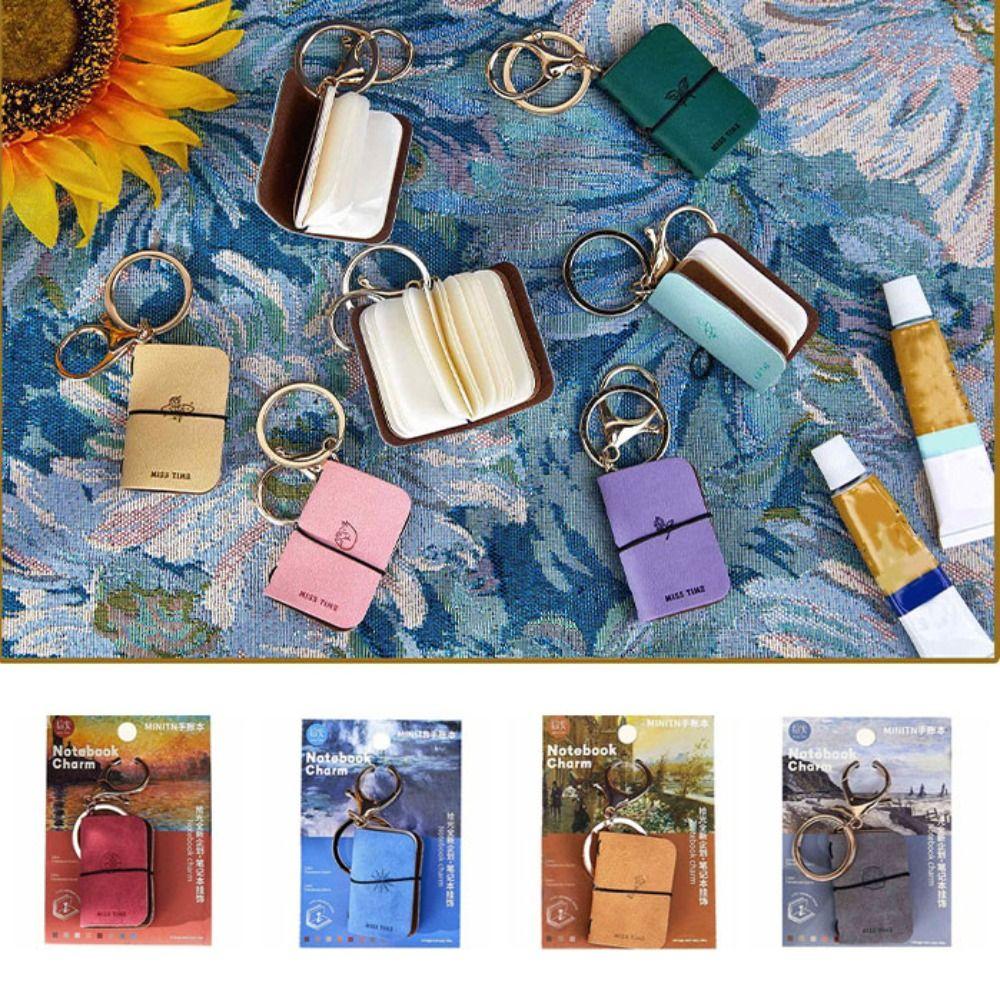 Cowhide Cover Tiny Leather Notebook Charm Decorative Travel Sketchbook Planner Backpack Decoration