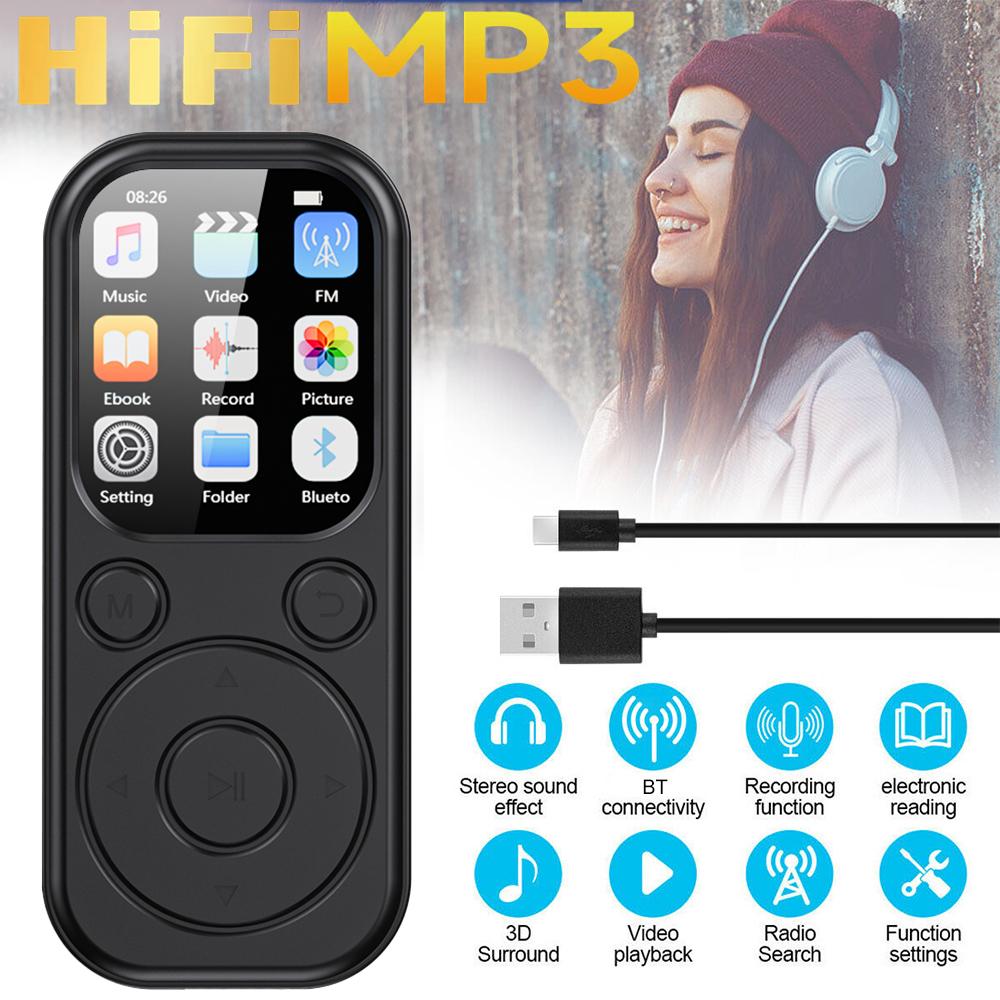 Ultra-thin 1.8 Inch MP3 Player Type-C Portable Walkman Bluetooth 5.4 Compatible E-book Recording Sports FM Radio Music Player