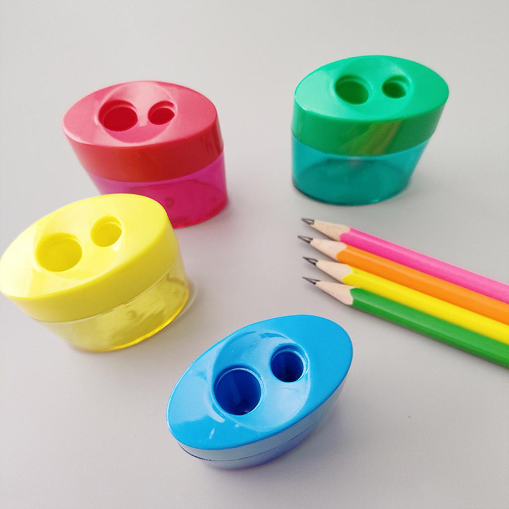 2-hole Pencil Sharpener - Handheld, Manual Pen Sharpener, 4 Portable Stationery Items