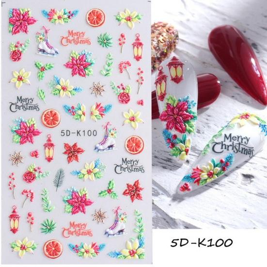 1 Sheet Christmas Designs Art Snowflake Sticker Festive Santa Nail Elk Safe Easy To