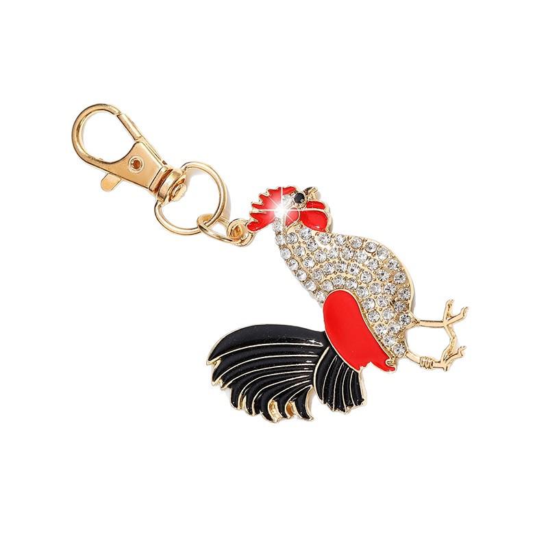 Zodiac Rooster Rhinestone Brooch-Keychain Pendant for Women's Accessories