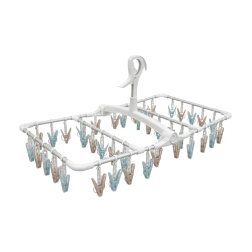 Towa Sangyo Laundry Drying Hanger, Aluminum, 40 Pinch, White, Muted Color, Latte, Cute, Interchangeable Pinch, Portable Pinch, Rust Resistant, Lightwe