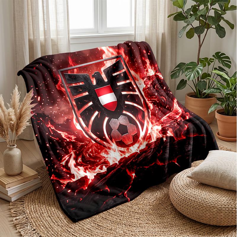 Austria Football Printed Flannel Blanket Skin Friendly Warm Decorative Throw for Indoor Couch Bed Daily Use