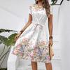 2026 Women's Casual Printed Belted Dress, European & American Summer Bestseller