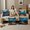 Korea Foguo Temple Pillow Case Plush Fabric Soft Double Sided Print Sofa Cushion Cover Throw Pillow Covers