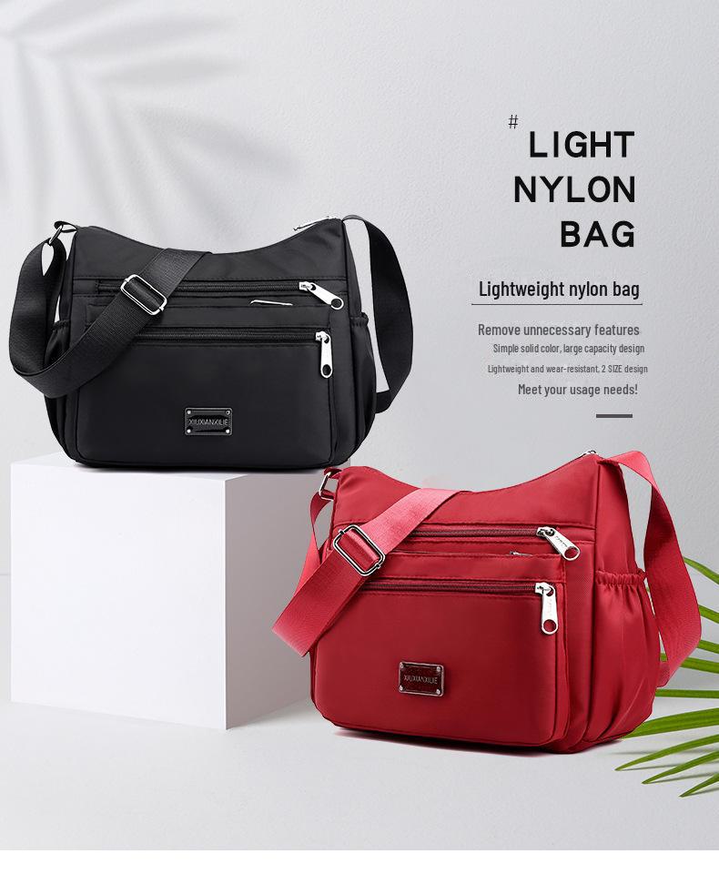 Bolsa de ombro feminina de lona de nylon de grande capacidade: Bolsa de mensageiro com vários compartimentos para mães de meia-idade e idosas