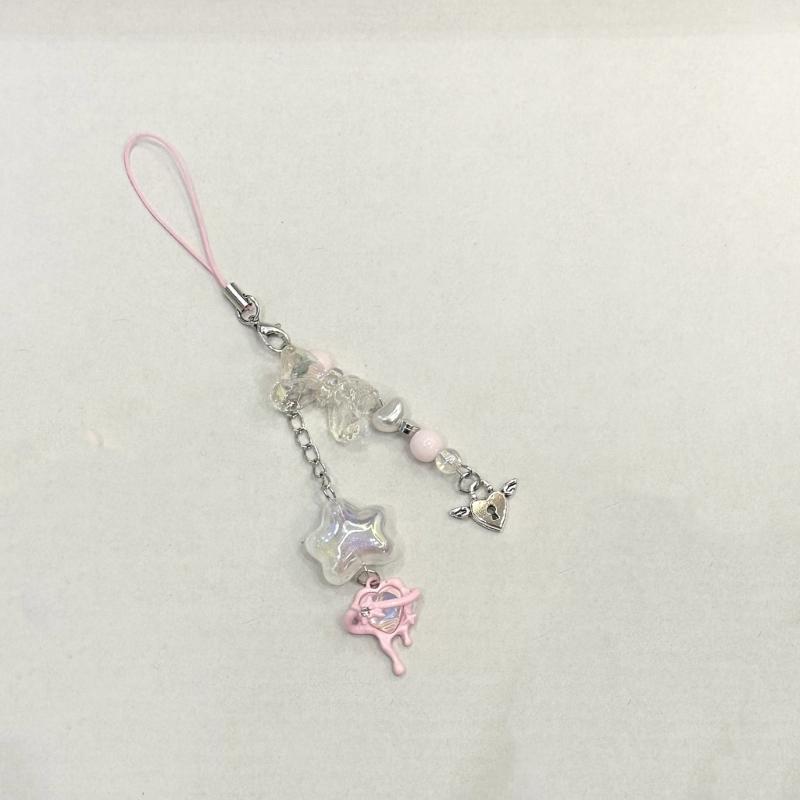 Unique Butterfly Beaded Mobile Phone Pendant Lanyard Embellishment Keychain Keyring Bag Accessory for Fashion Enthusiast