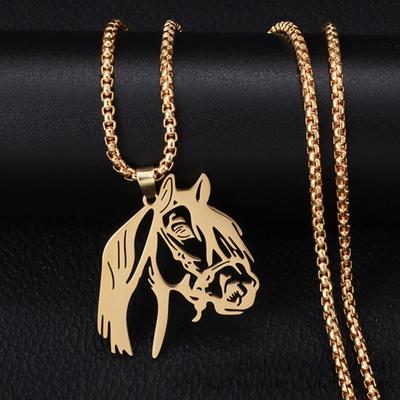 Horse Head Pendant Necklace Horse Silhouette Charm Necklace Women Men Zodiac Animal Necklace Jewelry Gift for Valentine's Day Birthday