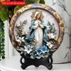2d Flat 20*20cm, Vintage Virgin Mary Round Wooden Wall Art, Ideal for Home, Office, Bar and Kitchen Decor, Durable Sign for Parties.