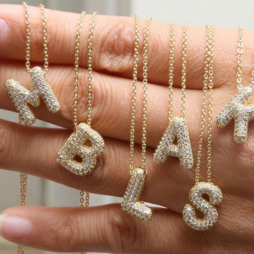 Elegant Zircon Letter Pendant Necklace – Versatile Clavicle Chain