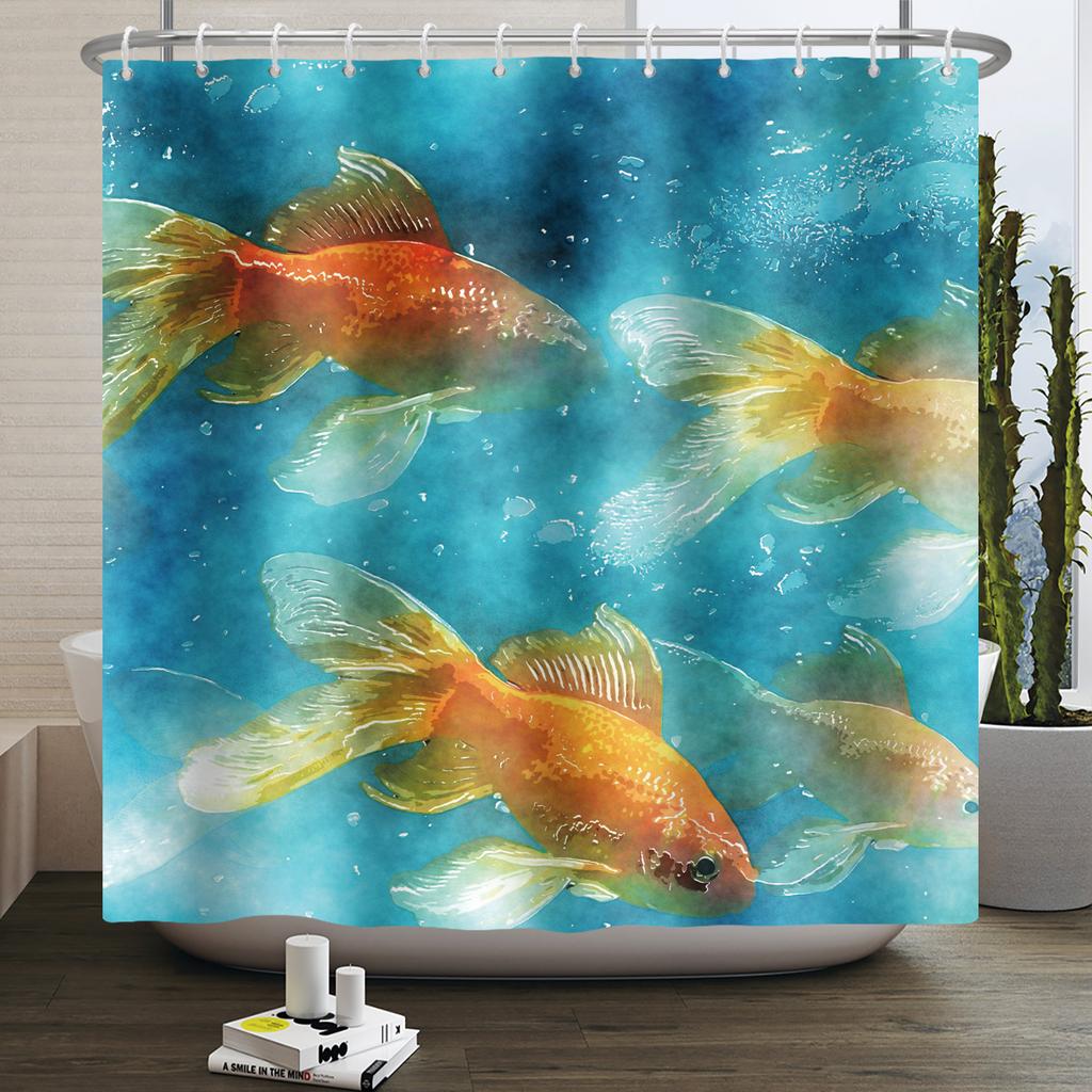 Underwater World Ocean Shower Curtain for Bathroom Seabed Animals Sea Turtle Dolphin Fish Waterproof Bathroom Curtain With Hooks