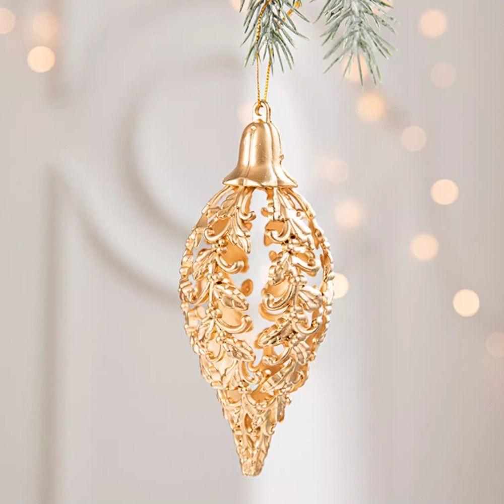 4/8pcs Golden Hollow Five Pointed Star Pendant Creative Waterproof Christmas Tree Pendant Delicate Christmas Ball Holiday