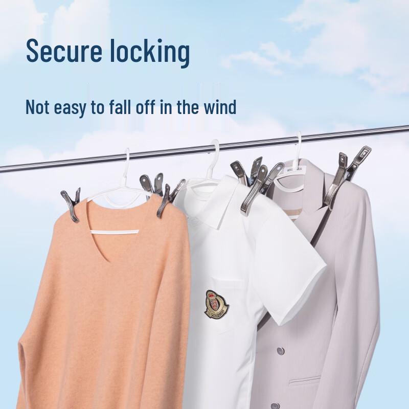 Deli Stainless Steel Windproof Clothes Clips (4-pack)