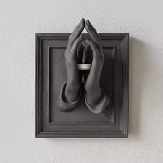 Yousheng Halloween Praying Hands Candle Holder 3D Wall Sconce Art Sculpture Resin Candlestick Home Table Centerpiece Decoration