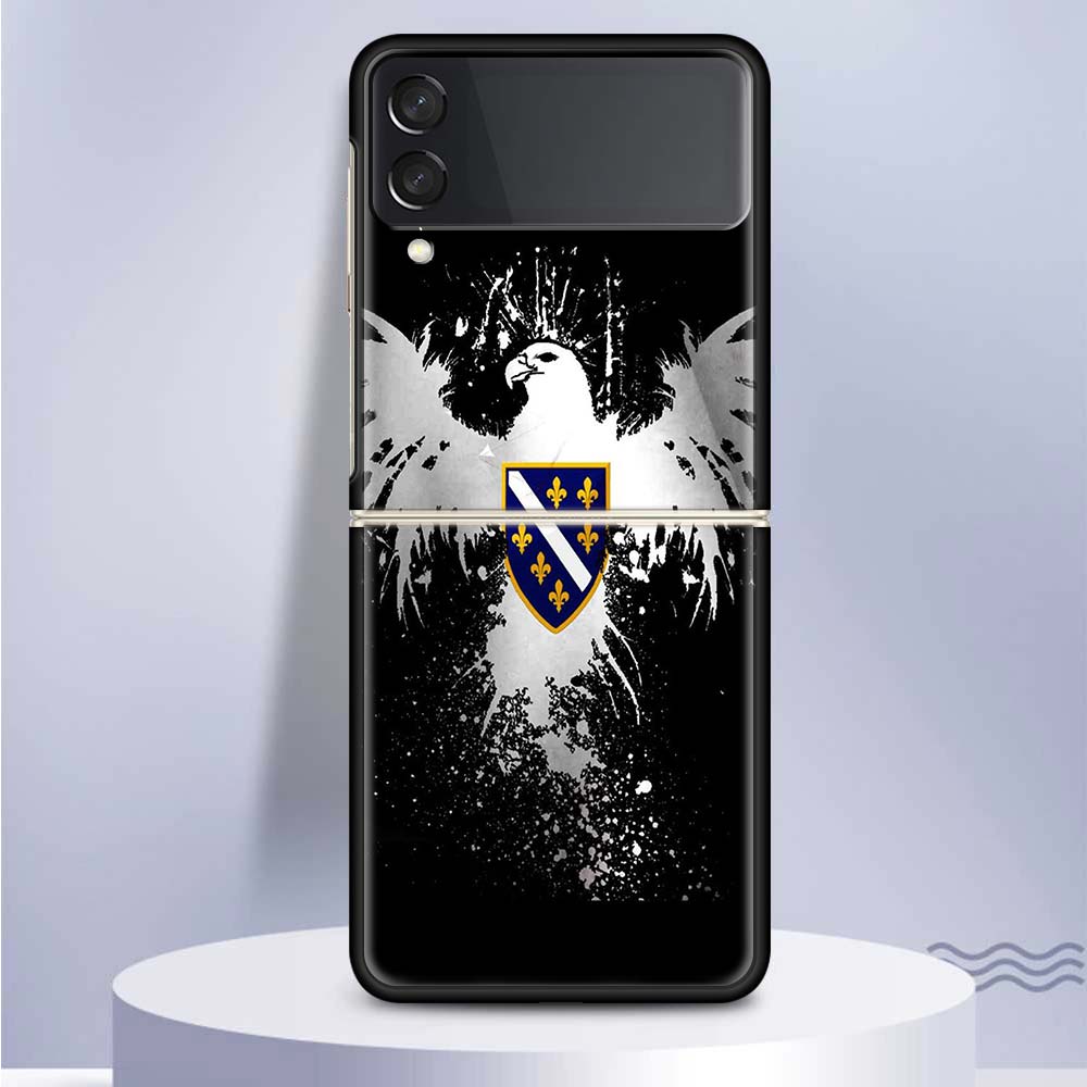 Bosnia And Herzegovina Flag For Samsung Galaxy Z Flip 5 4 3 5G Phone Case Black Hard Cover ZFlip 5 4 3 Luxury Shockproof Bumper