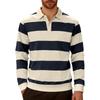 Men's Business Casual Polos Fashion Striped Long-Sleeve Polo Shirt Lapel Golf Tees Tops