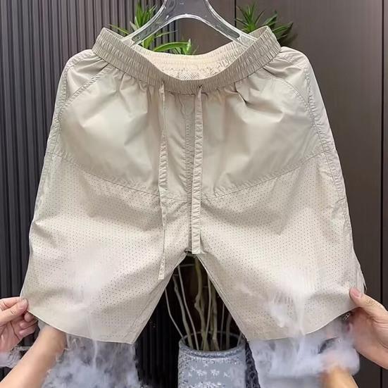 

Men Casual Shorts Elastic Drawstring Waist Color Shorts Fitness Wide Leg Solid Running Work Shorts with Pockets M чёрный