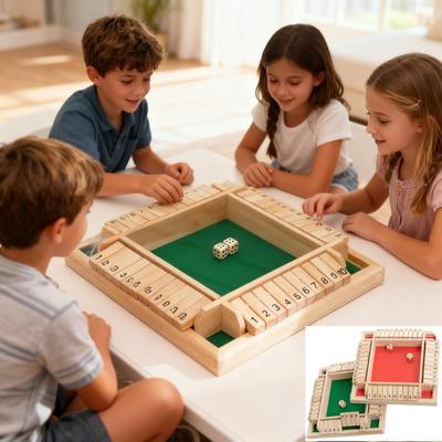 Jogo de Dados Shut The Box, Jogo de Tabuleiro Clássico para 4 Jogadores, Jogo de Matemática Familiar de Pub para Crianças Adultos