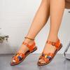 Fashion Women's  Fashion Round Toe Fish Mouth Sandals New Cross Ring Buckle Soft Sole Waterproof Non-Slip Flats Plus Size