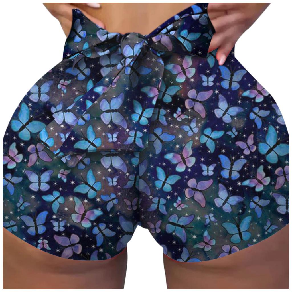 Sexy Women Yoga Shorts Butterfly Print Sport Workout Clubwear Homewear