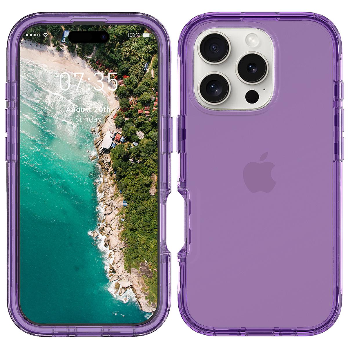 

For iPhone 16 Pro Case Shockproof TPU+PC Hybrid Phone Cover Purple
