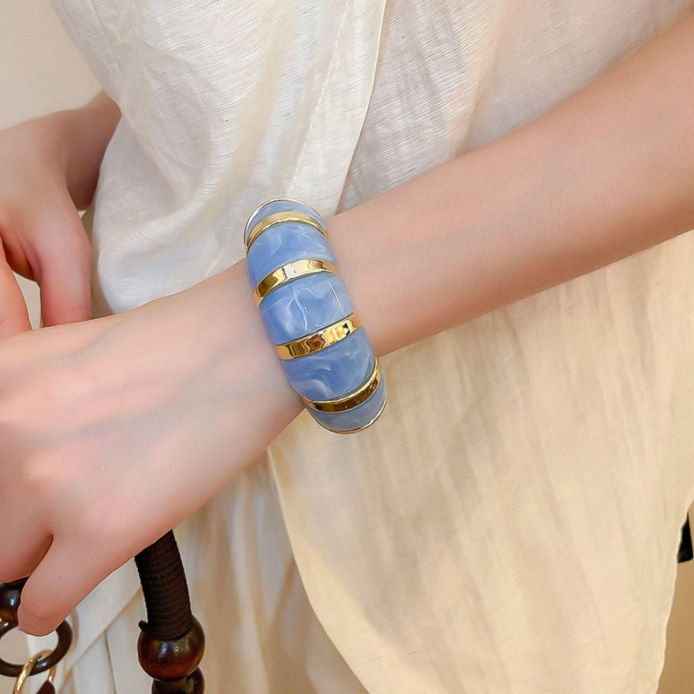 Resin Acrylic Bangle Europe American Style Exaggerated Bracelet Exaggerated Elastic Bracelet  Gift