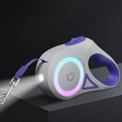 3M/5M Automatic Retractable Dog Leash with Flashlight, LED Glowing At Night Walking Leash, Durable Nylon Outdoor Leash for Dog