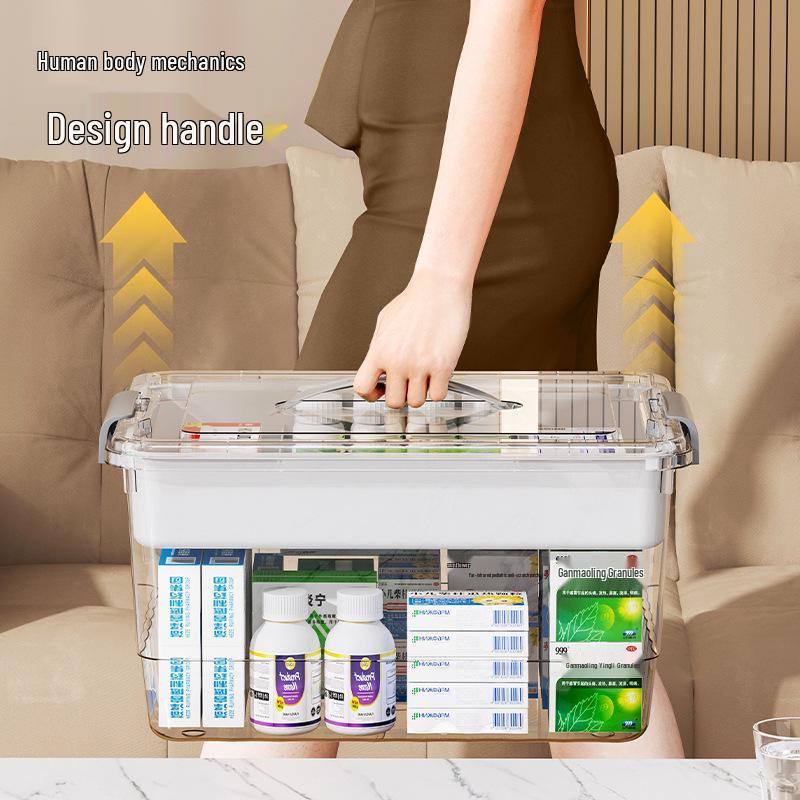 Compact Multi-layer Transparent Medicine Organizer with Large Capacity