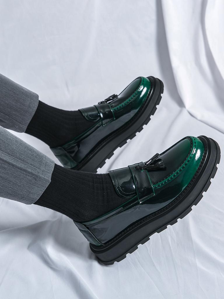Original Design British Style Hombre Daily Dress Patent Leather Loafers For Men's Black Hight Quality Casual Slip-On Shoes
