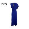 Women Summer O Neck Short Sleeve Gown Dress High Waist Side Ruffle Decor Split Hem Slim Fit Hip Wrapped Evening Party Dress