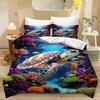 Children's Sea Turtle Animals Bedding Set for Children, Cartoon Turtle Bedding Set 3D Print 100% Microfibre Turtle Duvet Cover