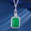 Jewelry Copper Bottom Gold Plated Imitation Emerald Paraiba Square 20 * 28 Pendant Necklace