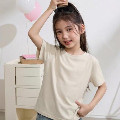 Kids' Solid Color Short Sleeve T-Shirt 9887D
