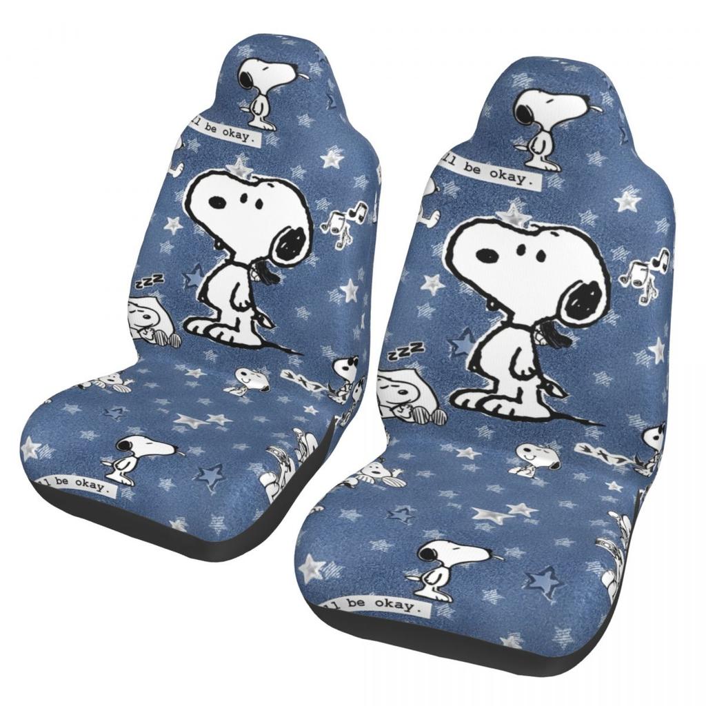 Snoopy's Leuke Honden Autostoelhoezen Voorstoelen 2 Stuks Auto Interieur Bescherming Universele Pasvorm Voor Vrachtwagens Bestelwagens Suv's Sedans