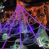 LED Glowing Spider Web Halloween Decor with Remote Control Spooky Party Props