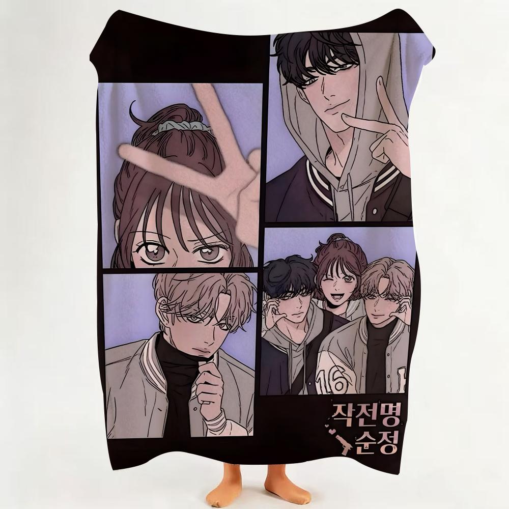 Manhwa T True B Beauty  Flannel  Blanket Suitable for Sofa Living Room Bedroom