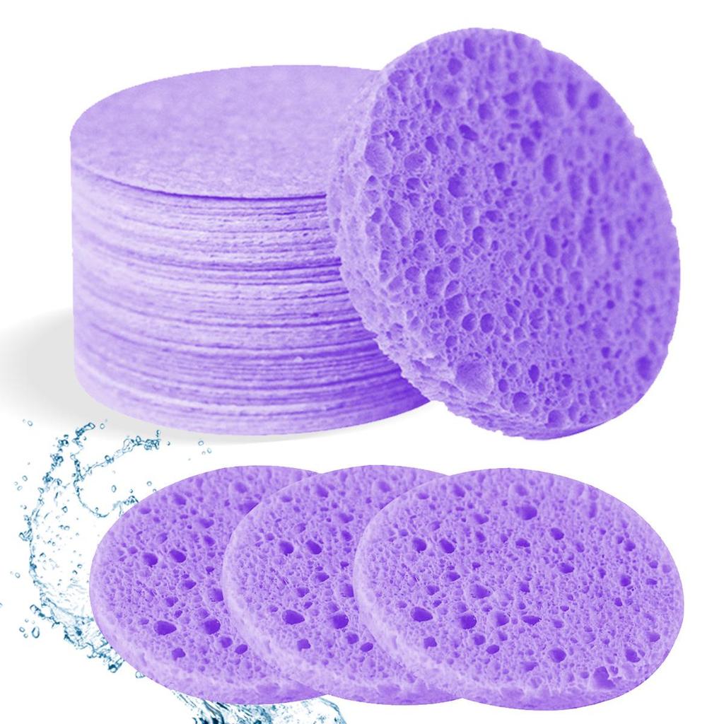 Compressed Cotton Facial Cleansing Puffs, Disposable Makeup Remover Cellulose Sponges for Salon Use.
