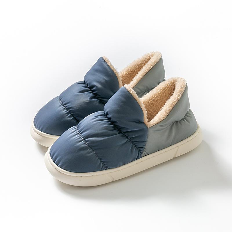 Down Cloth Home Cotton Slippers Thickened Winter Warm Confinement Indoor Plush Cotton Shoe Bag