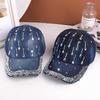 New Denim Sunshade Cap Personalized Rhinestone Soft Top Baseball Cap Outdoor Sunscreen Casual Hat