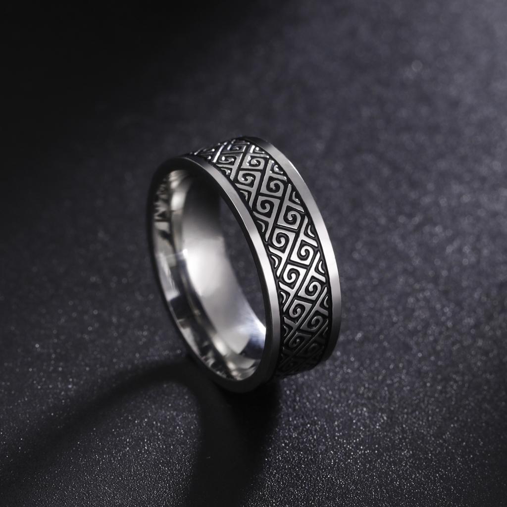 Viking Style Stainless Steel Auspicious Clouds Rings For Men Personalized Dominant Trend Retro Jewelry