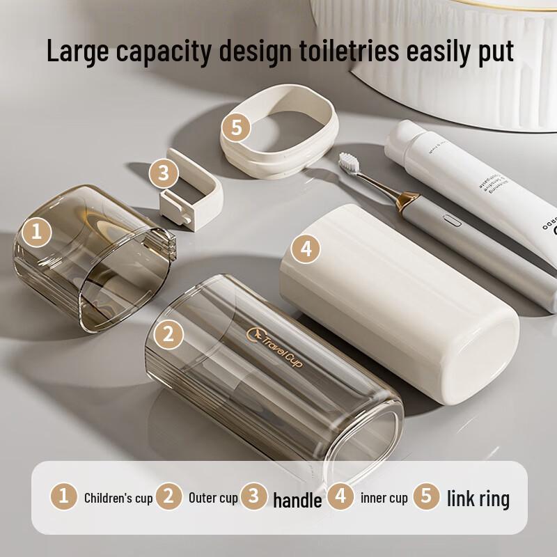 Portable 3-in-1 Travel Toothbrush & Mouthwash Cup Set