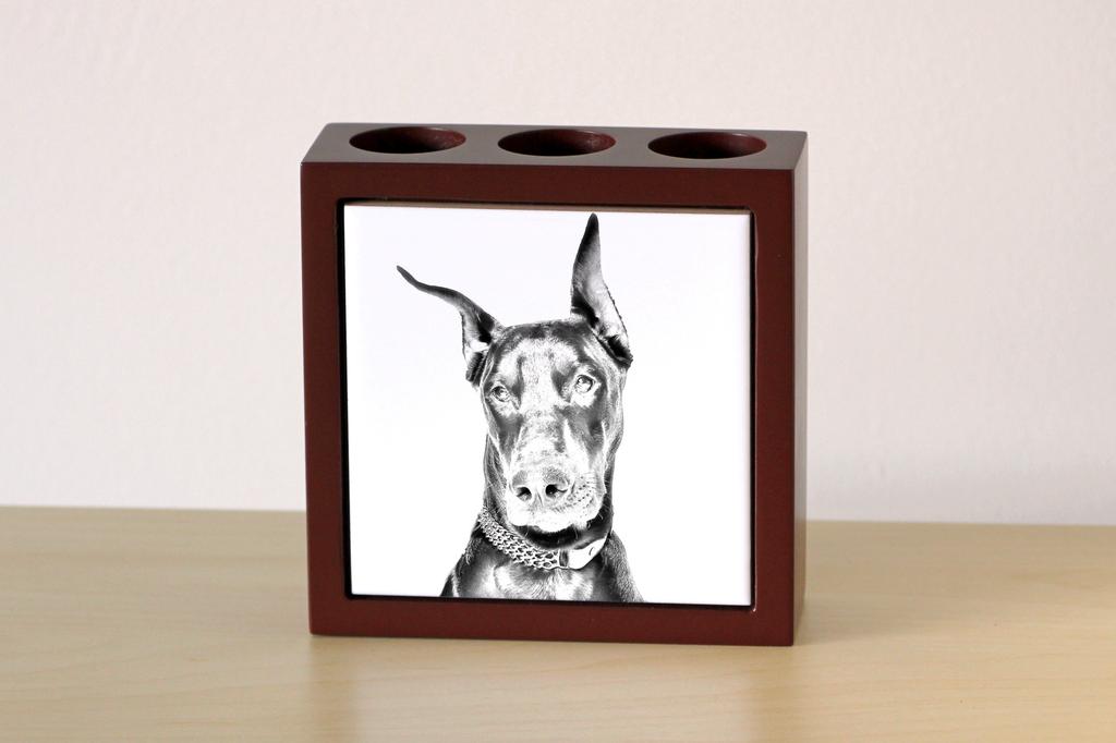 Dobermann, Doberman Pinscher, Dobie I – Pen holder with a dog, desk organizer with a print | Art-Dog