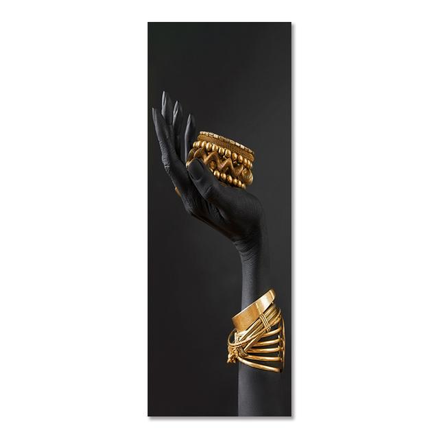 African Woman Wall Art Painting Art Posters and Prints Big Black Woman Holding Gold Jewelry Canvas Picture Home Decor