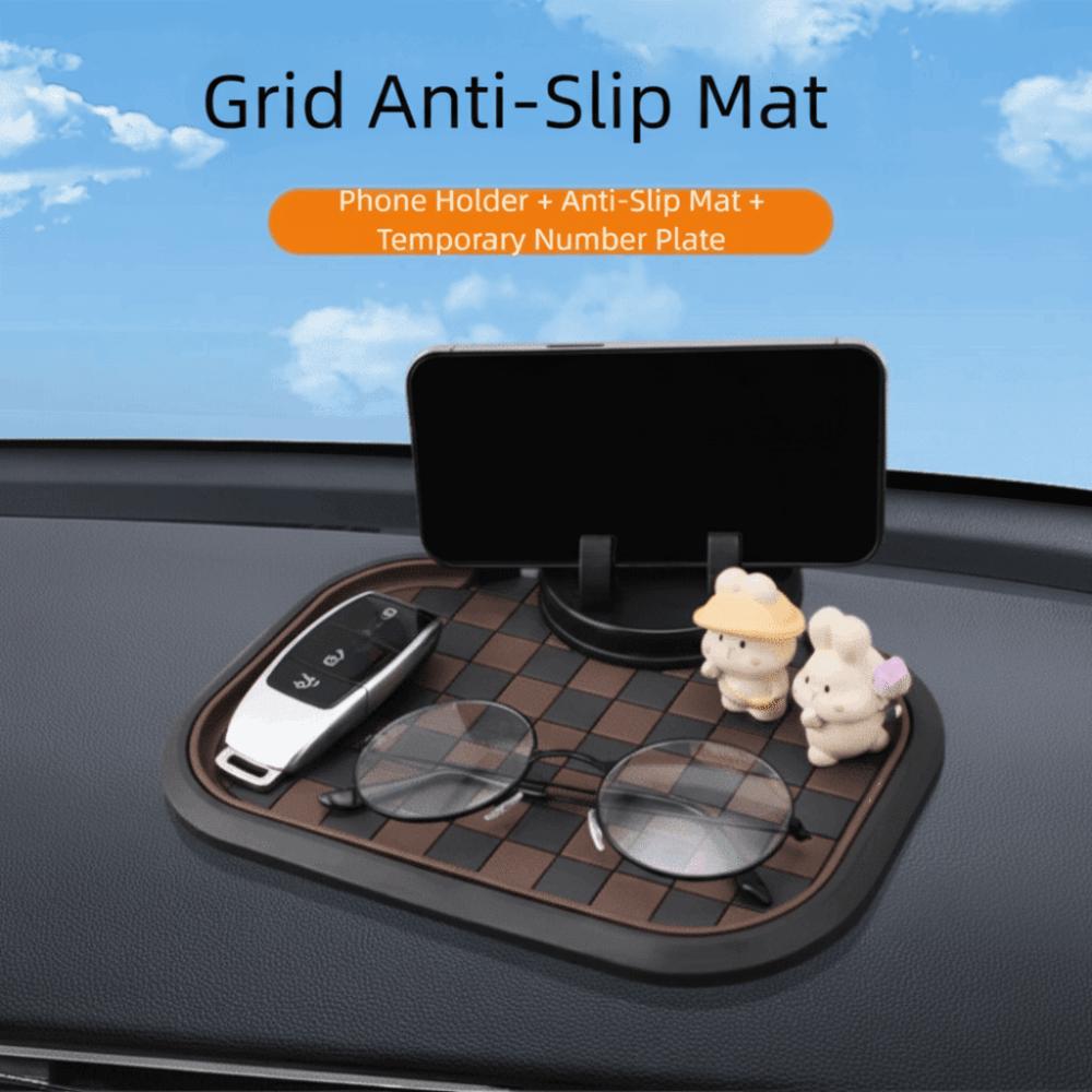 Multi-Function Grid Dashboard Mount Three-In-One Design Phone Holder Vehicle Dashboard