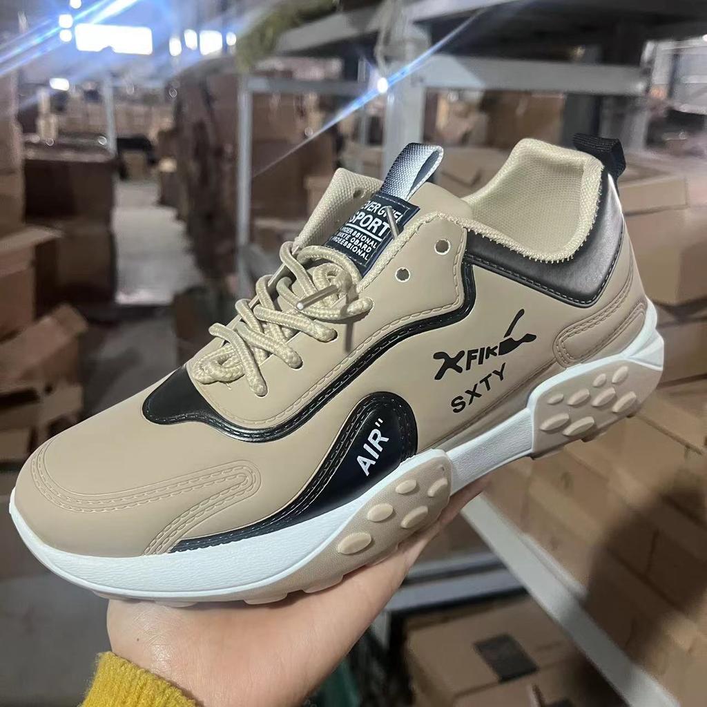 Nouvelles chaussures en cuir pour hommes printemps et automne chaussures de sport décontractées de course légères chaussures de course à plateforme décontractées