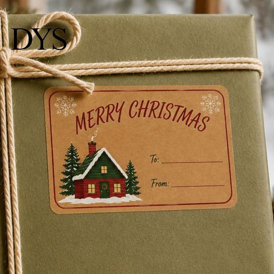 Holiday Present Labels 180PCS/Roll Christmas Label Stickers, Self-Adhesive Tags with to And from Scrapbooking Sticker Writing Field, Decorative