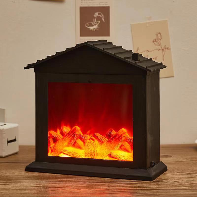 

Ретро светодиодный световой короб с пламенем: Переносной каминный светильник для создания атмосферы Хэллоуина и украшения комнаты