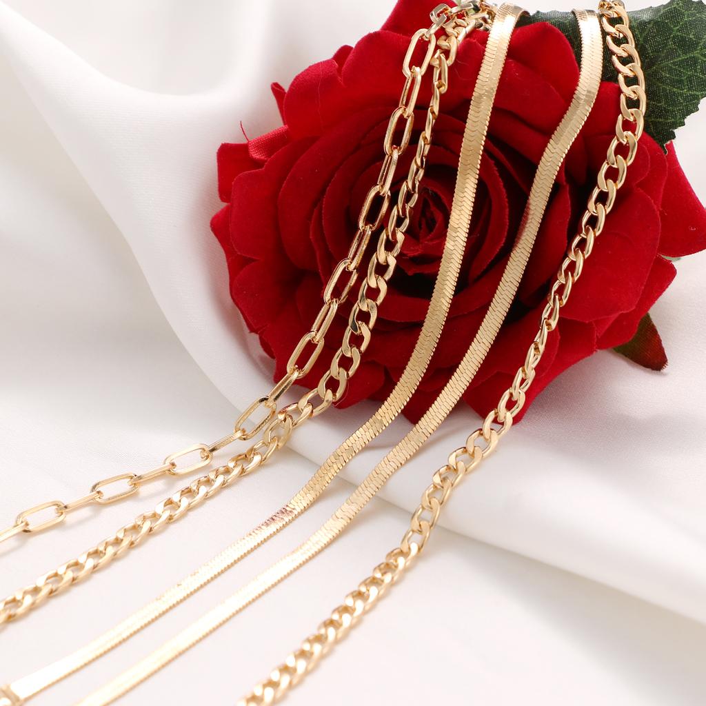 Retro and Exaggerated Multi-layer Metal Chain Bead Chain Anklet Fashion Trend Girl Multi-layer Anklet Temperament Jewelry