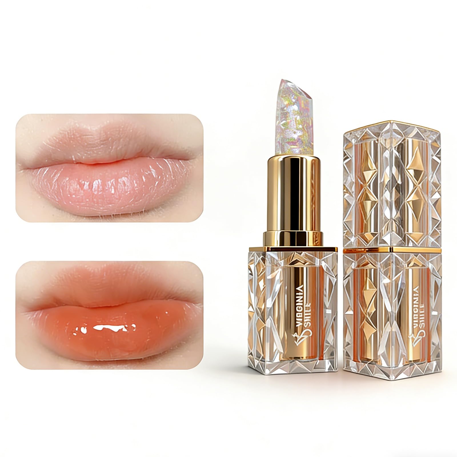 Lynlyulinger Temperature-Changing Lipstick, Color-Changing Jelly Lipstick, Glossy Lipstick, Natural Color, Long-Lasting Moisture Retention, Natural