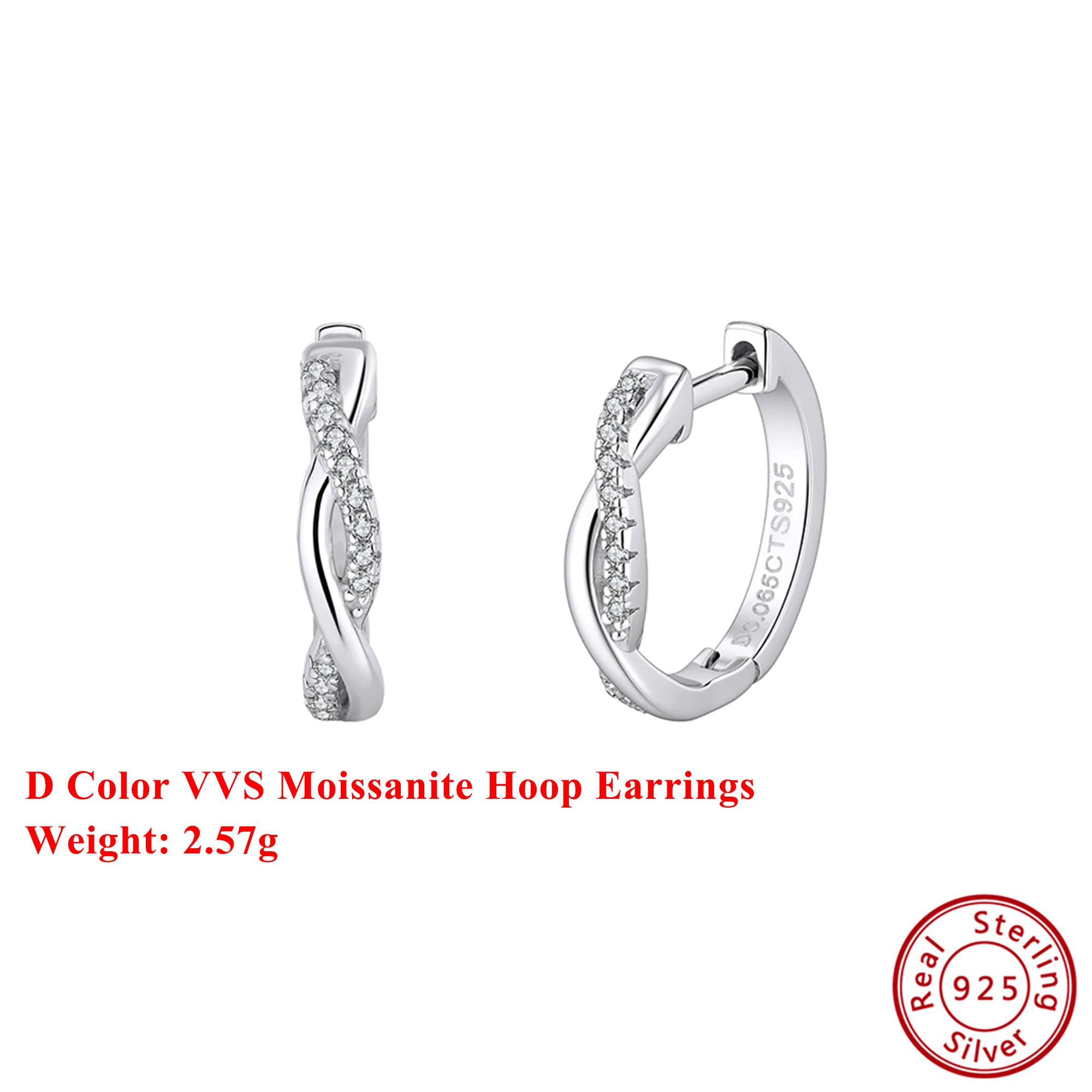

Effie Queen 925 Solid Sterling Silver 14k Gold Oval Cut Moissanite Hoop Earrings Simple Jewelry for Women Wedding Party MOE19